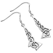 Celtic Knot Plain Long Silver Earrings, ep199