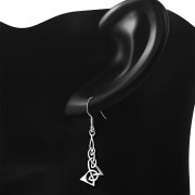 Celtic Knot Plain Long Silver Earrings, ep199