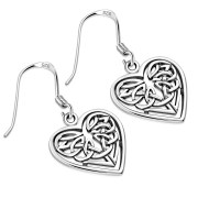 Celtic Heart Solid Sterling Silver Earrings, ep229
