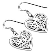 Celtic Heart Solid Sterling Silver Earrings, ep229
