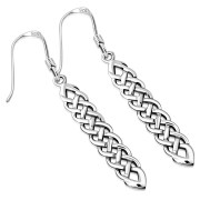 Long Celtic Trinity Knot Silver Earrings, ep232