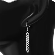 Long Celtic Trinity Knot Silver Earrings, ep232