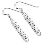 Long Celtic Trinity Knot Silver Earrings, ep232