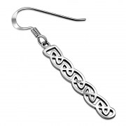 Long Solid Sterling Silver Celtic Knot Earrings, ep233