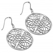 Silver Large Round Celtic Style Earrings, ep235