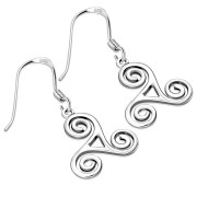 Celtic Triskele Triple Spiral Plain Silver Earrings, ep237
