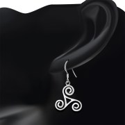Celtic Triskele Triple Spiral Plain Silver Earrings, ep237