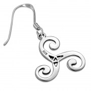 Silver Celtic Triskele Triple Spiral Earrings, ep238
