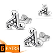 Designed Celtic Trinity Knot Stud Silver Earrings, ep257