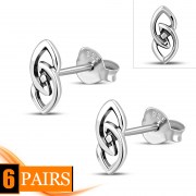 6pairs, Plain Silver Celtic knot Stud Earrings, ep287