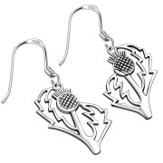 Large Plain Sterling Silver Thistle Earrings, ep292