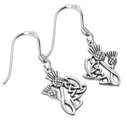 Celtic Knot Thistle Plain Silver Earrings, ep293