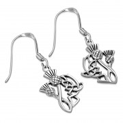 Celtic Knot Thistle Plain Silver Earrings, ep293