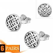 6pairs, Round Celtic Knot Stud Silver Earrings, ep297