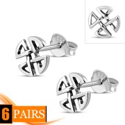 6pairs, Celtic Knot Silver Stud Earrings, ep298