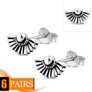 Fan Shaped Dainty Sterling Silver Stud Earrings, ep355st