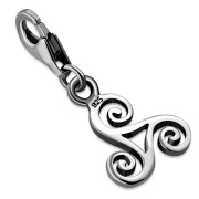 Triskele Triple Spiral Pandora Silver Charm Dangle, epd158