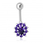 Amethyst CZ Victorian Style Silver Belly Ring, f119