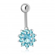 Blue Topaz CZ Victorian Style Silver Belly Ring, f119