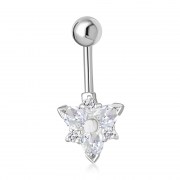  Clear CZ Triangle Silver Belly Ring, f123