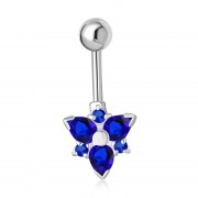 Blue Sapphire CZ Triangle Silver Belly Ring, f123