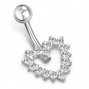 Heart Belly Navel Ring 316L Surgical Steel and 925 Silver, F153