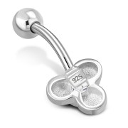 Clear CZ Clover Belly Button Navel Ring, f248