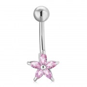A Delicate Pink CZ Star Belly Button Navel Ring, f415