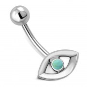 Evil Eye Belly Button Silver Navel Ring, f441