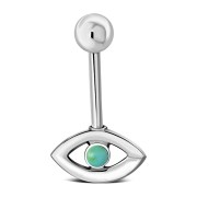 Evil Eye Belly Button Silver Navel Ring, f441