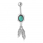 Native American Belly Button Navel Ring w Turquoise, f455