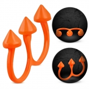 Fashion Orange Cone Spike Two Finger Stretchable Double Knuckle Ring - FRA179