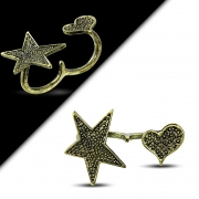 Fashion Love Heart Star Stretchable Two Finger Double Knuckle Ring - FRA184