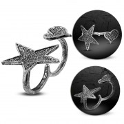 Fashion Love Heart Star Stretchable Two Finger Double Knuckle Ring - FRA185