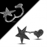 Fashion Love Heart Star Stretchable Two Finger Double Knuckle Ring - FRA185