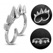 Fashion Cone Spike Two Finger Double Knuckle Ring - FRA188