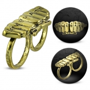 Fashion Love Hate Fists Two Finger Double Knuckle Ring - FRA196