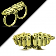 Fashion Love Hate Fists Two Finger Double Knuckle Ring - FRA196