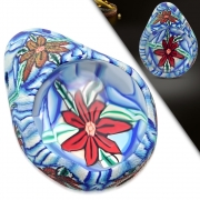 Fashion Fimo/ Polymer Clay Floral Teardrop Inner Glass Charm Pendant - INP044