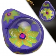 Fashion Fimo/ Polymer Clay Floral Teardrop Inner Glass Charm Pendant - INP047