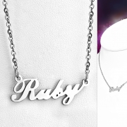 Stainless Steel Ruby Name Personalized Charm Chain Necklace - MPV177