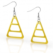 Stainless Steel 2-tone Concentric Triangle Long Drop Hook Earrings (pair) - OEM033