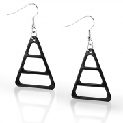 Stainless Steel 2-tone Concentric Triangle Long Drop Hook Earrings (pair) - OEM040