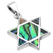 Abalone Sea Shell Star David Silver Pendant, p19