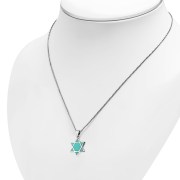Turquoise Star of David Silver Pendant, p019