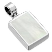 Mother of Pearl Rectangle Silver Pendant, p056