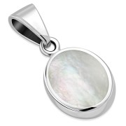 Mother Of Pearl Shell Oval Silver Pendant, p066