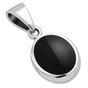Black Onyx Oval Silver Pendant, p066
