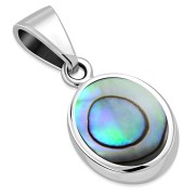 Abalone Shell Oval Silver Pendant, p066