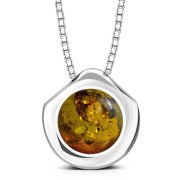 Baltic Amber Round Silver Pendant, p100